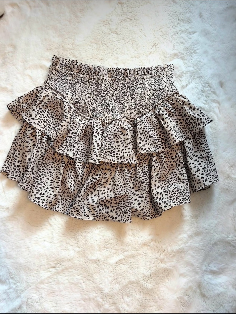 Tiered Leopard Print Ruffle Mini Skirt